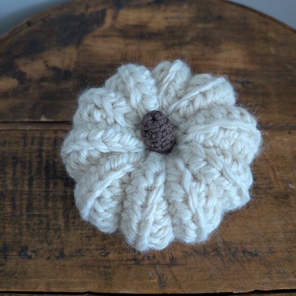 Crochet Fall Pumpkins set of 2 taupe handmade pumpkins - Picture 11 of 12